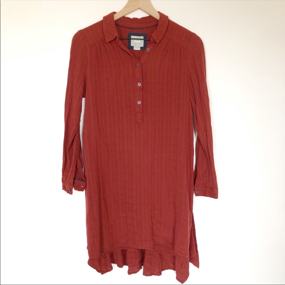 Maeve Anthropologie long half button tunic rust - Picture 2 of 10